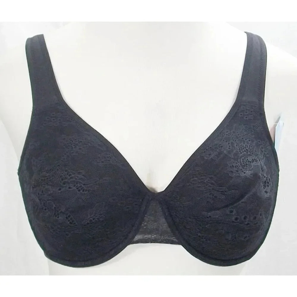 Fundamentals Lined Lace Seamless Cup Underwire Bra 38C Black NWT Adjustable Str